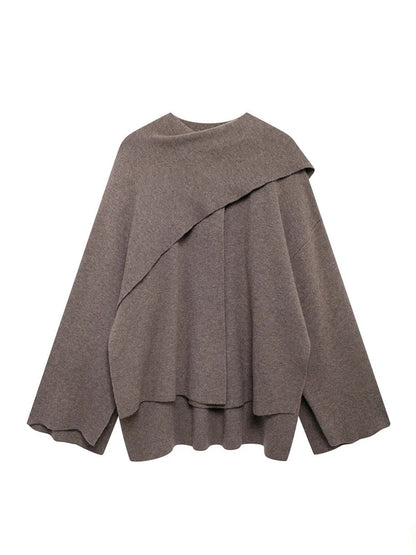 Women's Solid Loose Cape Brown - primary photo, shown with a person (1 of 2)