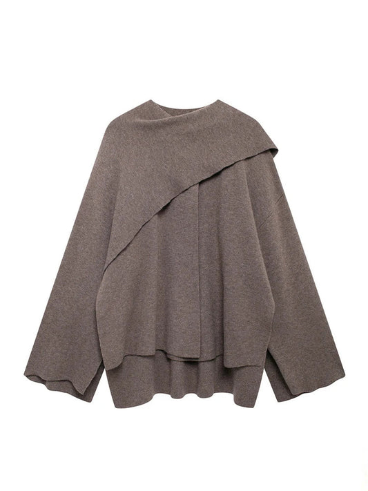 Women's Solid Loose Cape Brown - primary photo, shown with a person (1 of 2)