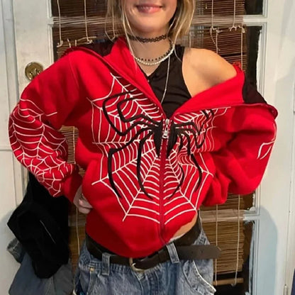 Women's Spider Hoodie - alternate view, shown with a person (2 of 2)