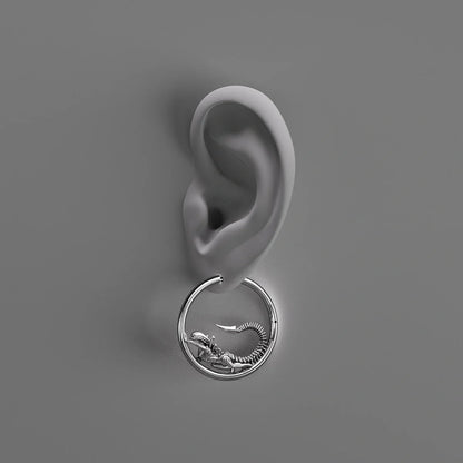 BIOMECHANICAL ALIEN HOOP EARRINGS