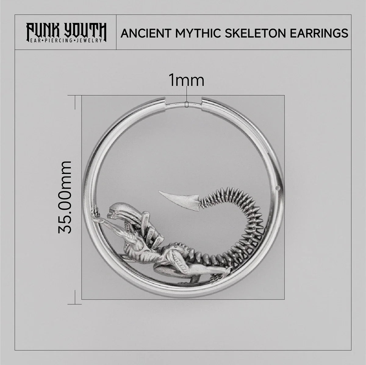 BIOMECHANICAL ALIEN HOOP EARRINGS