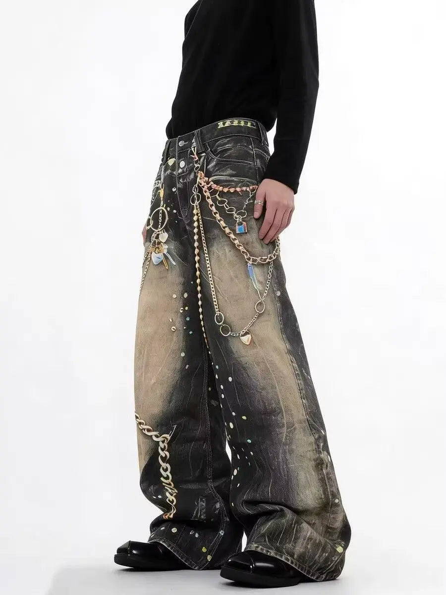 Gilded Chain Grunge denim jeans