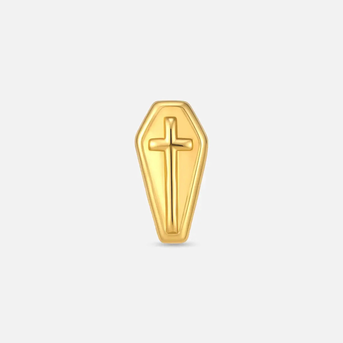 Gold coffin cross titanium flatback stud, product view 1 – PUNKYOUTH