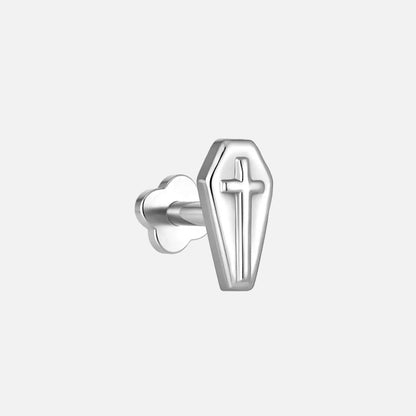 COFFIN CROSS FLATBACK STUD