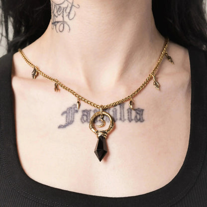 CRESCENT WARD NECKLACE (GOLD-OBSIDIAN)