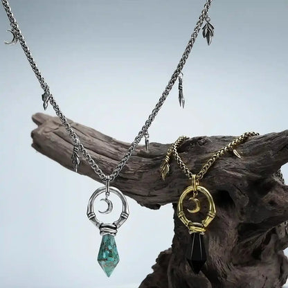 CRESCENT WARD NECKLACE (GOLD-OBSIDIAN)