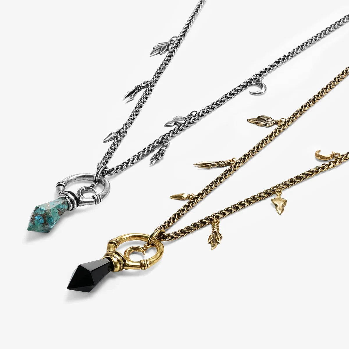CRESCENT WARD NECKLACE (GOLD-OBSIDIAN)