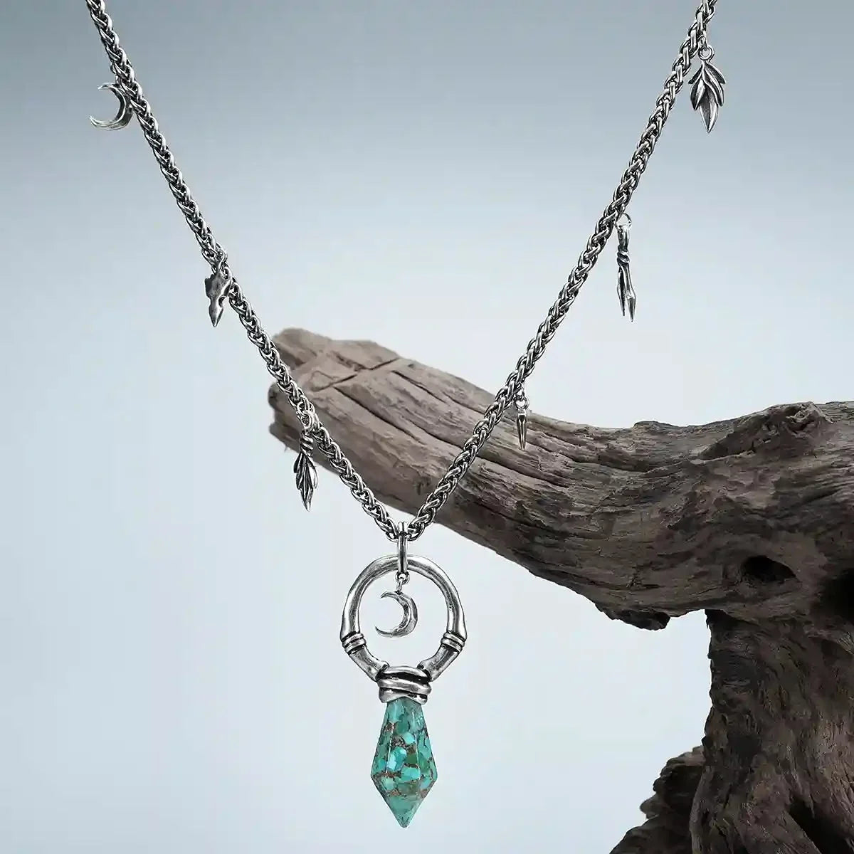 CRESCENT WARD NECKLACE (SILVER-TURQUOISE)