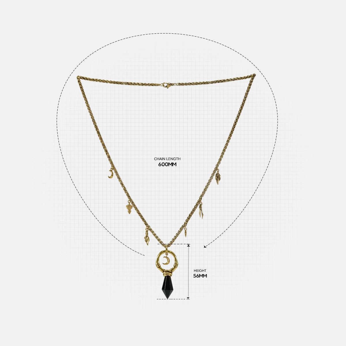 CRESCENT WARD NECKLACE (GOLD-OBSIDIAN)