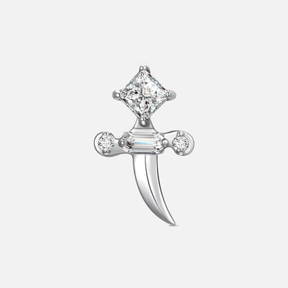 Silver with clear cubic zirconia crystal dagger titanium flatback stud, product view 1 – PUNKYOUTH