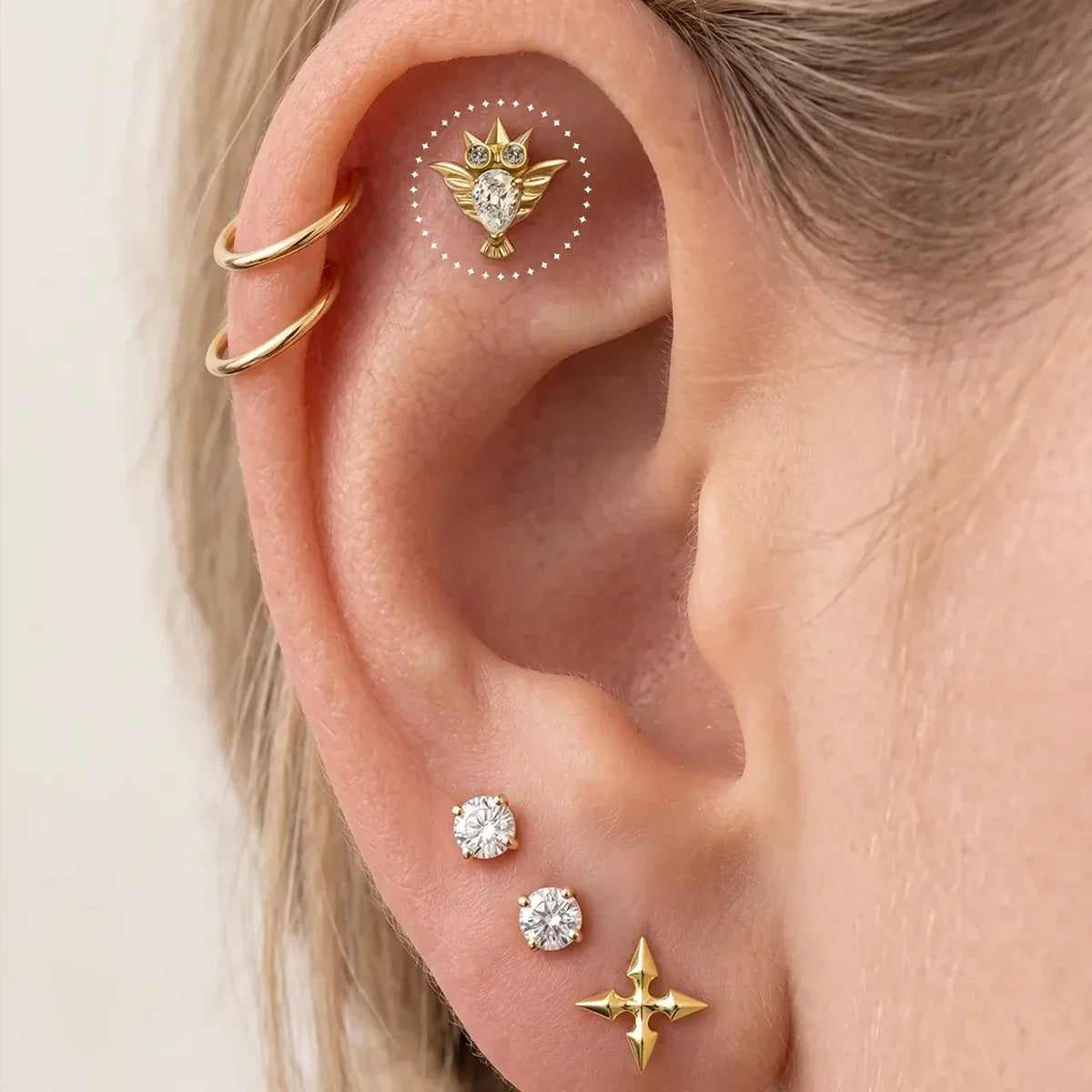 CRYSTAL OWL FLATBACK STUD