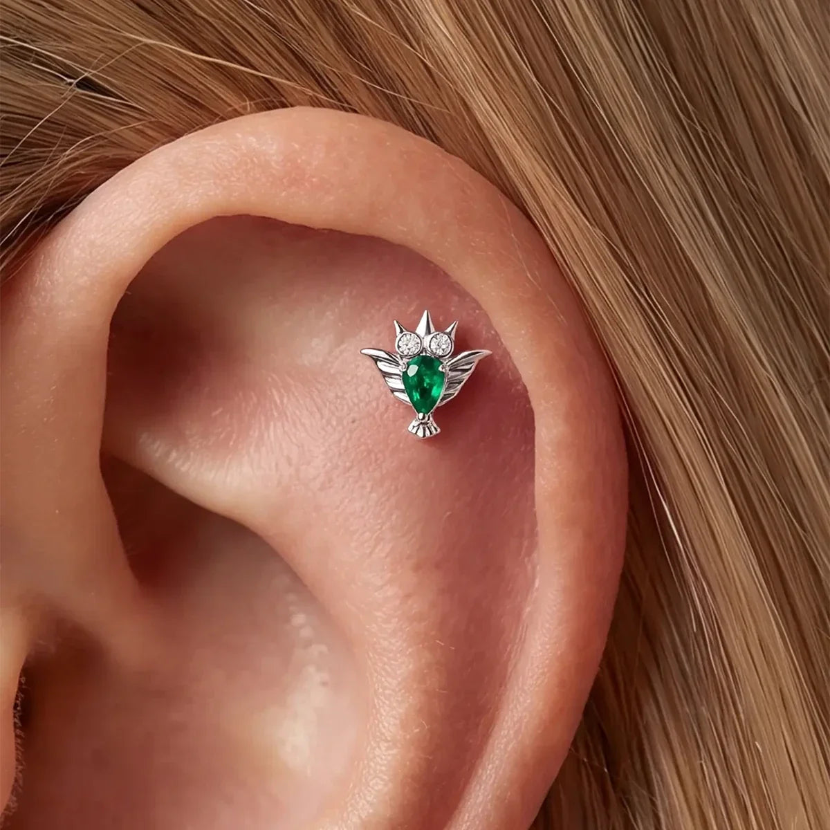 CRYSTAL OWL FLATBACK STUD
