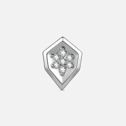 Silver with clear cubic zirconia crystal shield titanium flatback stud, product view 3 – PUNKYOUTH