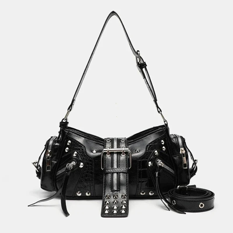 Midnight Studded Gothic Shoulder Bag - front studio view (1 of 3)