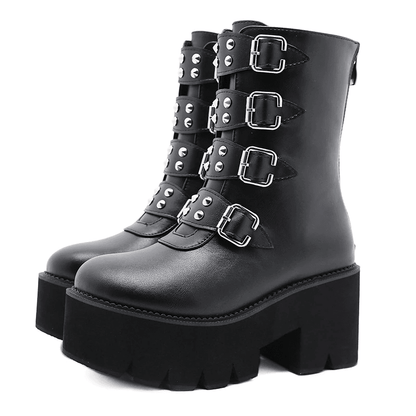 Darkness Beauty Round Toe Boots