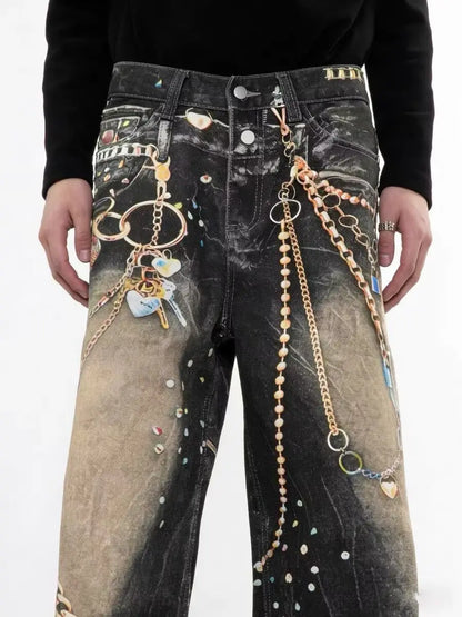 Gilded Chain Grunge denim jeans