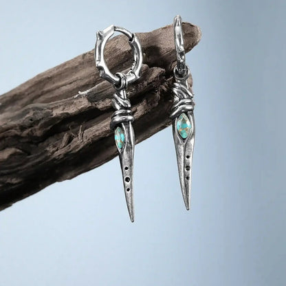 EYE DAGGER EARRINGS (SILVER-TURQUOISE)