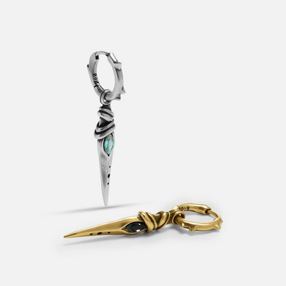 EYE DAGGER EARRINGS  (GOLD-OBSIDIAN)