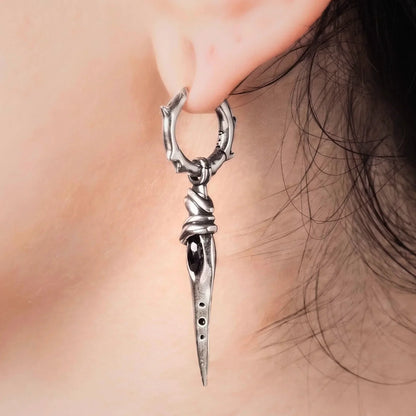 EYE DAGGER EARRINGS (SILVER-OBSIDIAN)