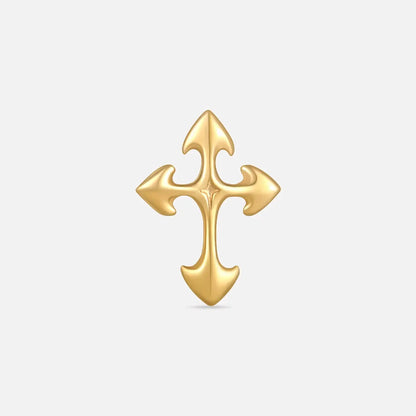 Gold gothic cross titanium flatback stud, product view 4 – PUNKYOUTH