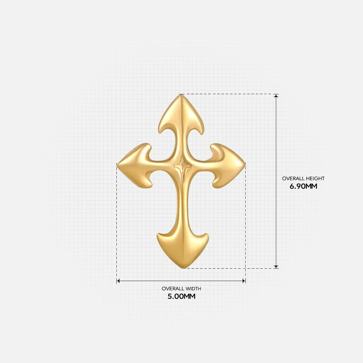 GOTHIC CROSS FLATBACK STUD