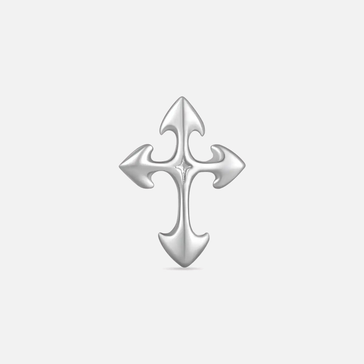 Silver gothic cross titanium flatback stud, product view 2 – PUNKYOUTH