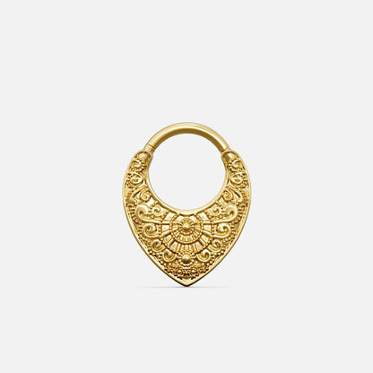 Gold-tone Gothic Mandala Clicker with layered scrollwork and a central mandala-inspired motif.