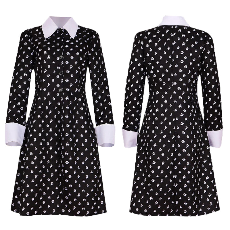 Women's Black Skull-Print Collar Mini Dress - front studio view (1 of 3)