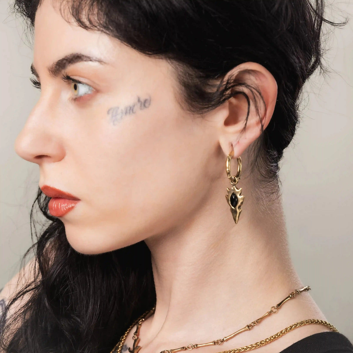 KNAPPED STONE EARRINGS (SILVER-TURQUOISE)