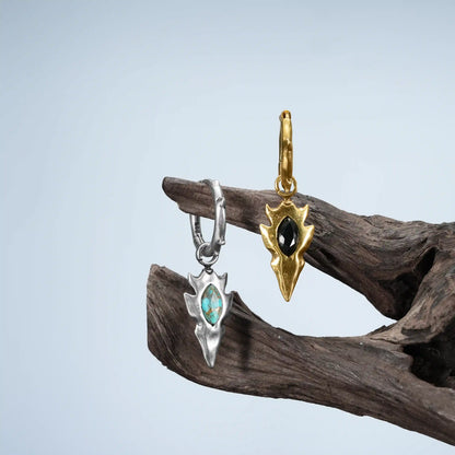 KNAPPED STONE EARRINGS (SILVER-TURQUOISE)