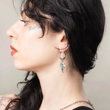 KNAPPED STONE EARRINGS (SILVER-TURQUOISE)
