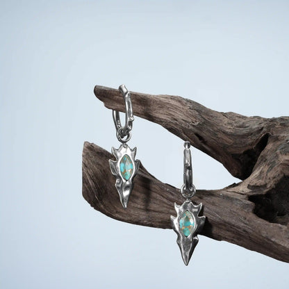 KNAPPED STONE EARRINGS (SILVER-TURQUOISE)