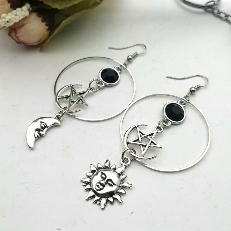 Women's Silver Moon Star Drop Earrings - alternate lifestyle view (4 of 4)