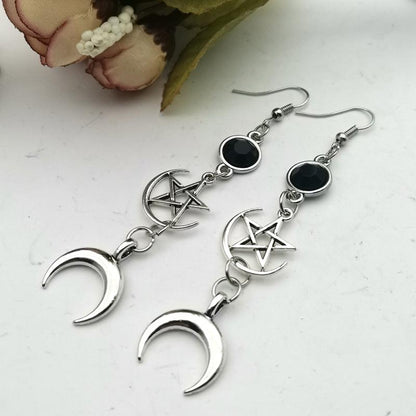 Women's Silver Moon Star Drop Earrings - alternate lifestyle view (3 of 4)