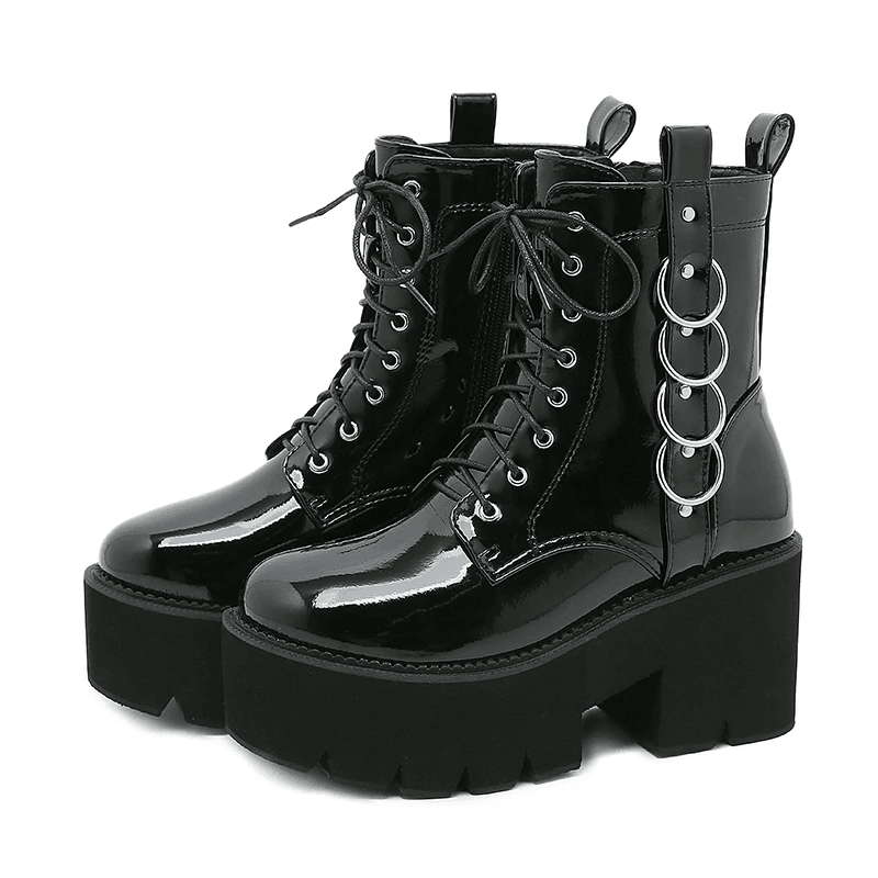 Night Sky Lace-Up Round Toe Boots