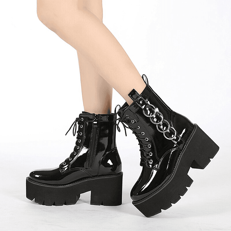 Night Sky Lace-Up Round Toe Boots