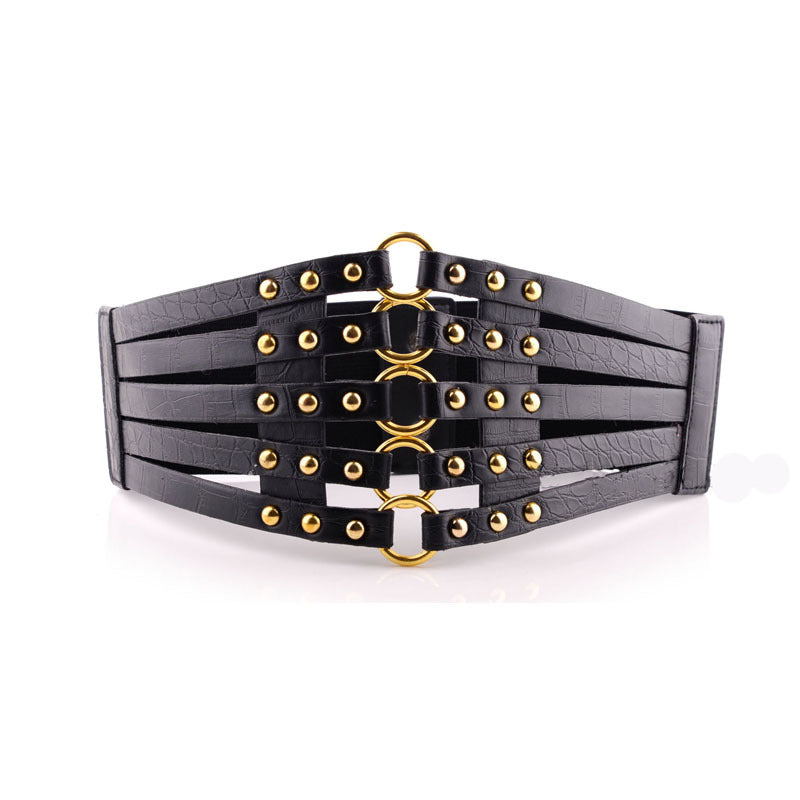 Rivets Belt - alternate view, shown with a person (2 of 2)