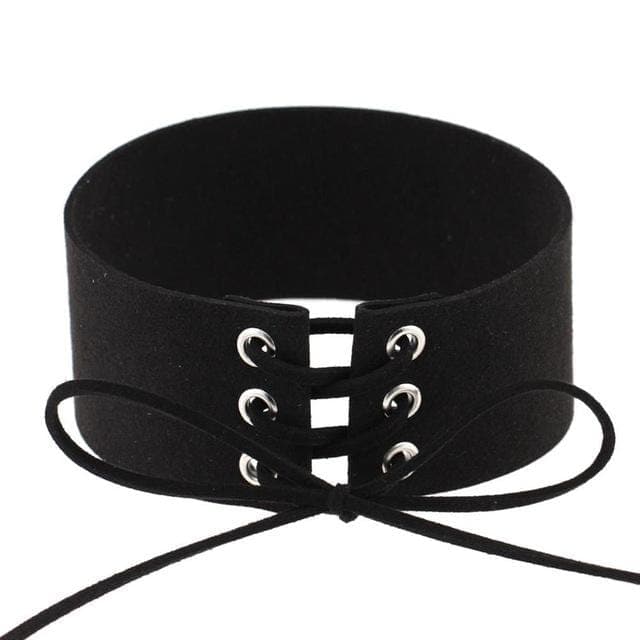Velvet Aesthetic Lace Up Choker - Creepy Goth