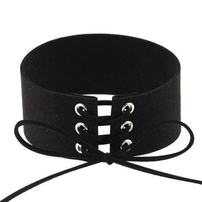 Velvet Aesthetic Lace Up Choker - Creepy Goth