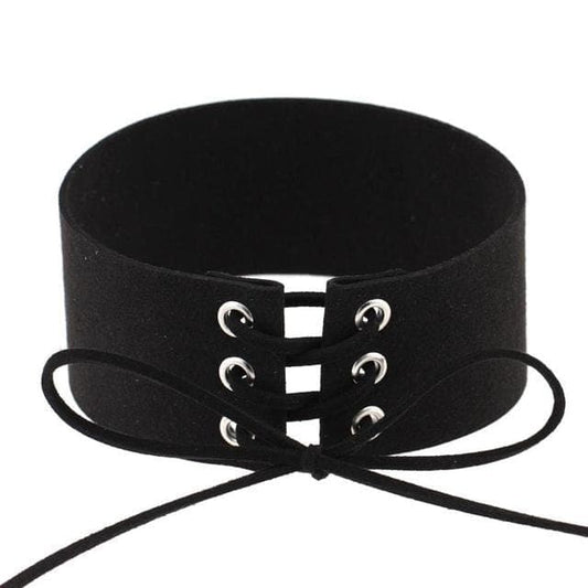 Velvet Aesthetic Lace Up Choker - Creepy Goth