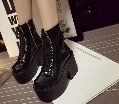Shiny Stompers Lace-Up Boots