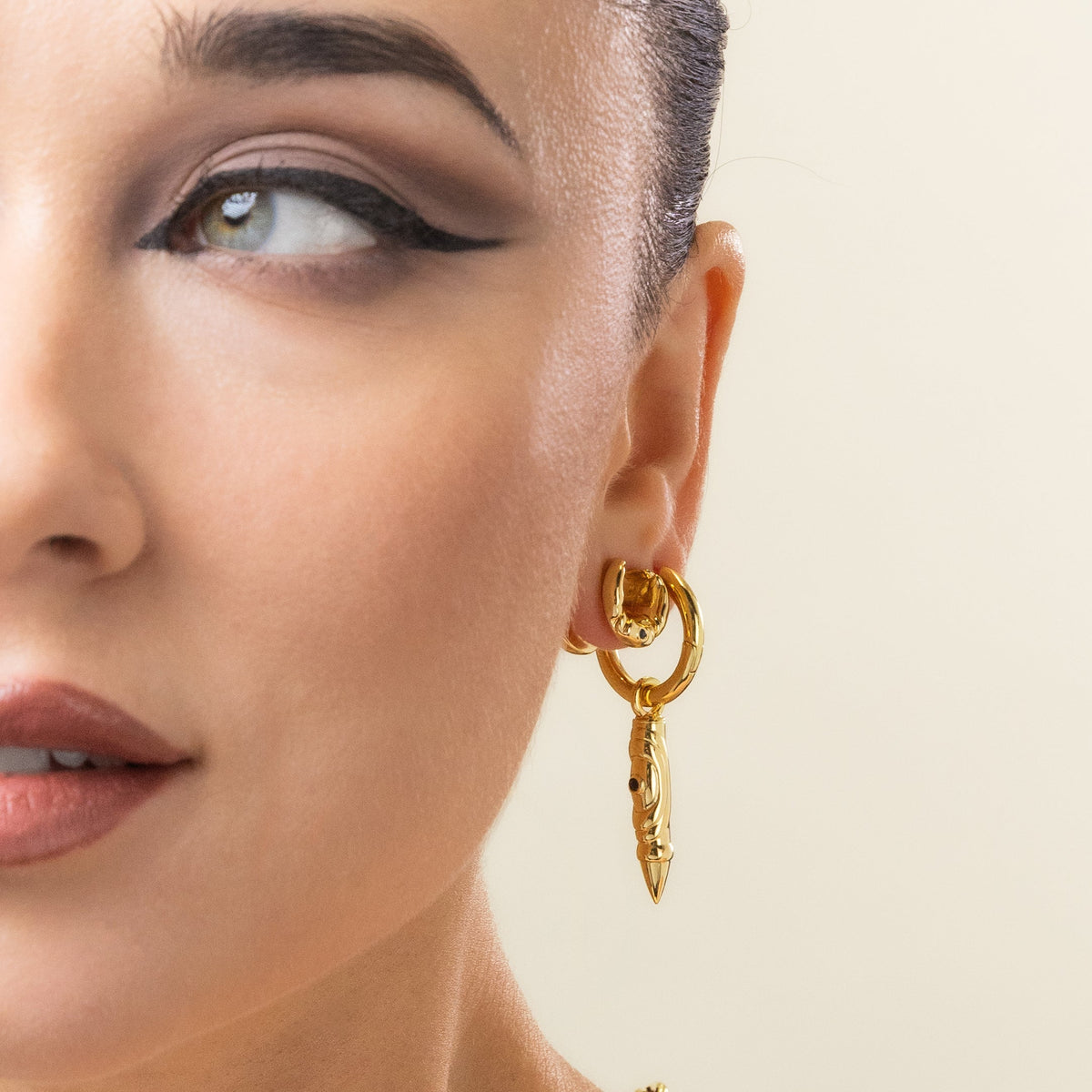 LAMINAR AXIS DROP HOOP EARRINGS