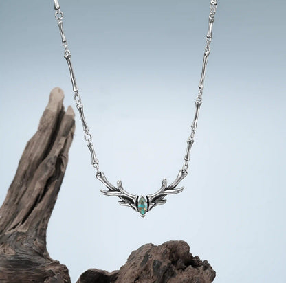 SACRED ANTLER COLLAR NECKLACE (GOLD-OBSIDIAN)
