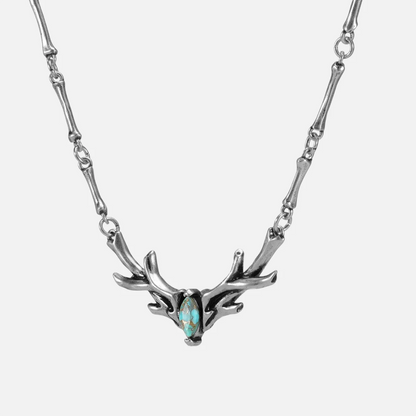 SACRED ANTLER COLLAR NECKLACE（SILVER-TURQUOISE)