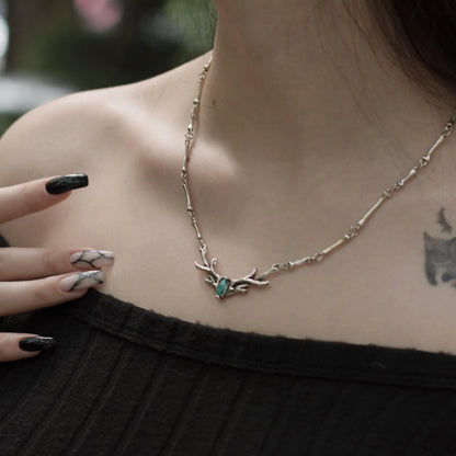 SACRED ANTLER COLLAR NECKLACE（SILVER-TURQUOISE)