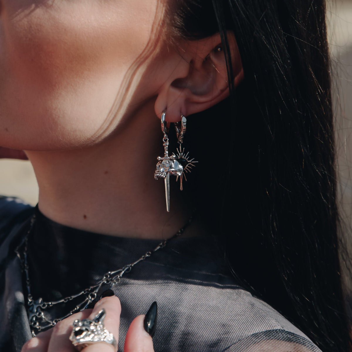 SKULL DAGGER EARRINGS
