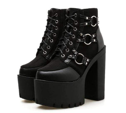Gothic Harness Boots - Creepy Goth
