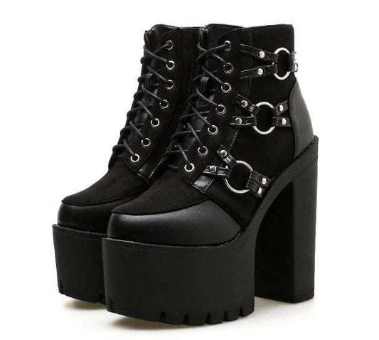 Gothic Harness Boots - Creepy Goth