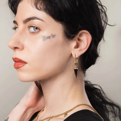 UNEARTHED SPIKE EARRINGS (GOLD-OBSIDIAN)