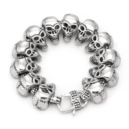 Men's Silver Skull Link Bracelet - alternate studio view (2 of 3)